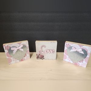 LOVE/HEART Table Art Set- 5x5- 3 Pictures Included****Handmade***
